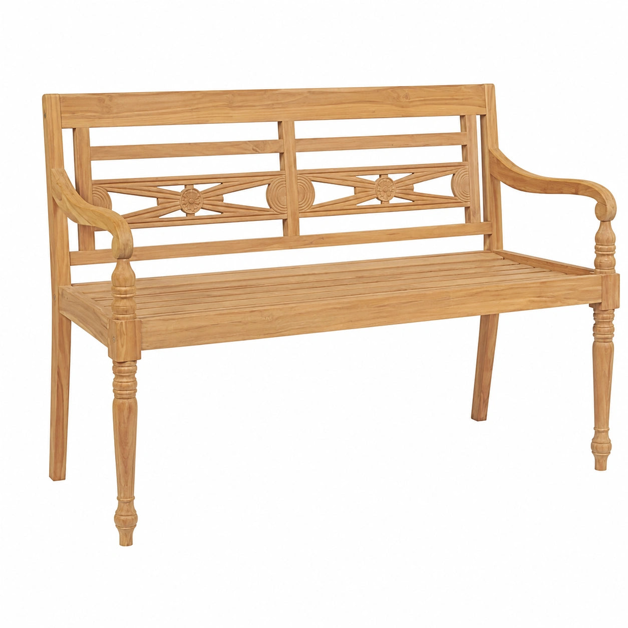 Panca da giardino in teak con cuscino grigio, 120 cm