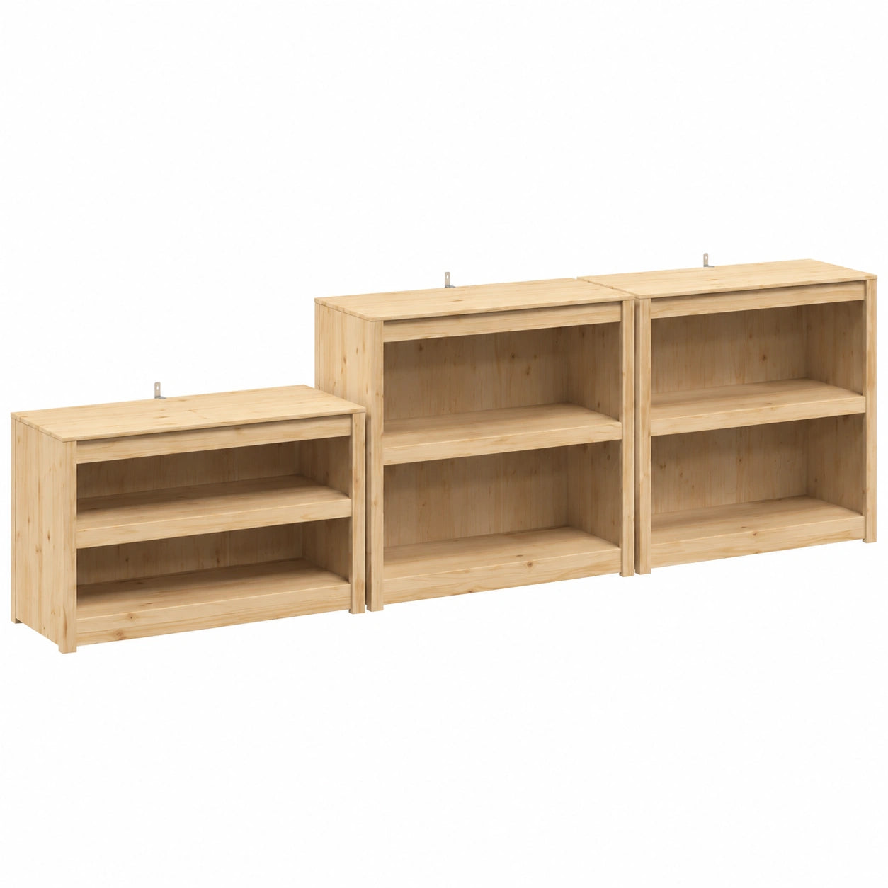Set Cucina Esterno 3 Pezzi in Legno Douglas Naturale, Mobiletto Modulare con Ripiani, 318x55x92 cm