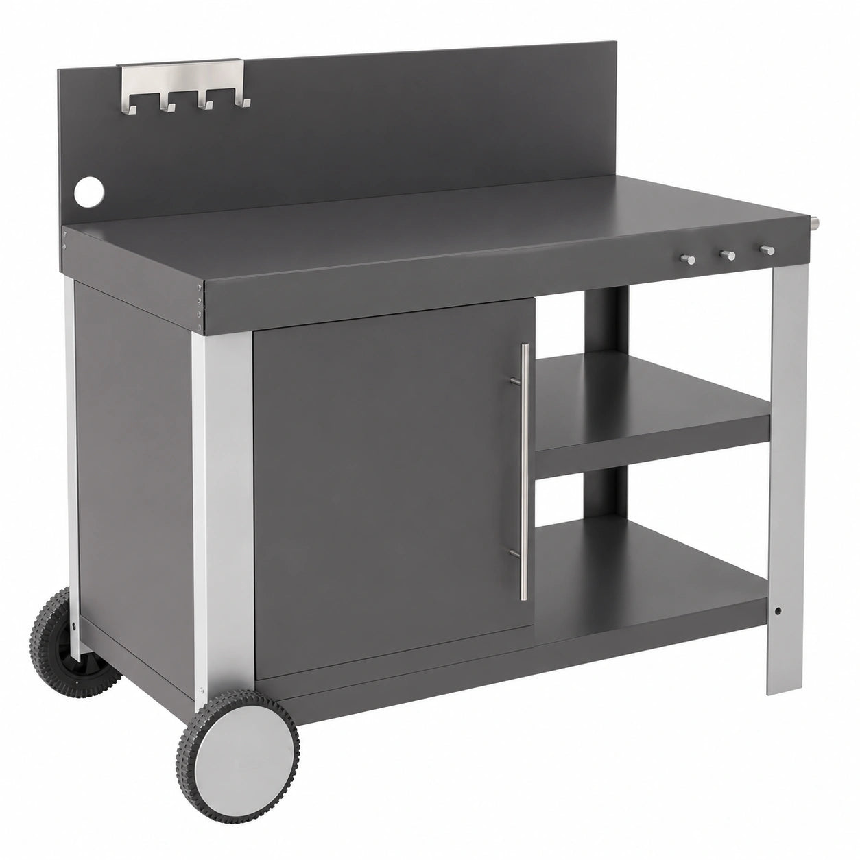 Carrello da Giardino Premium con Piano di Lavoro per Barbecue, Nero/Grigio