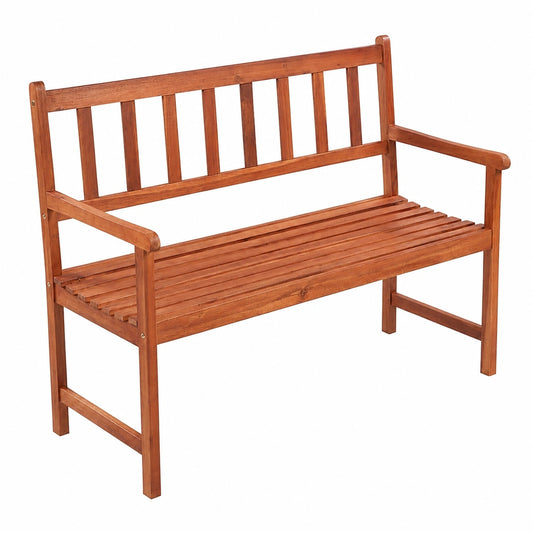 Panca da Giardino in Legno di Acacia con Cuscino 120 cm, Schienale e Braccioli