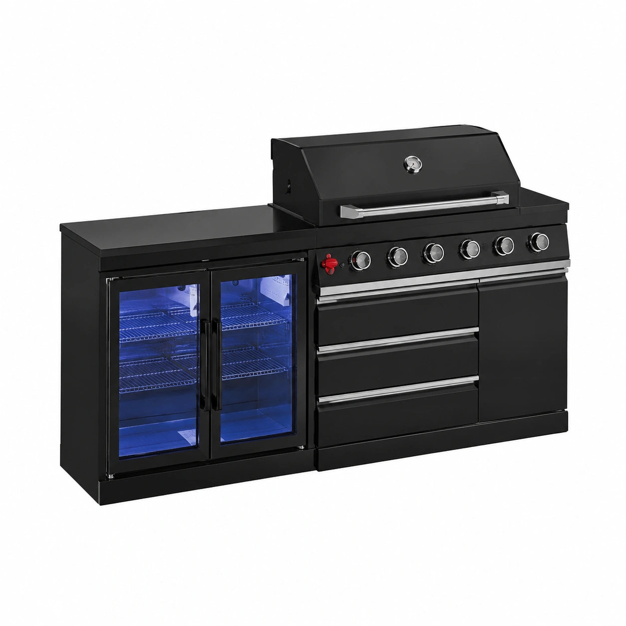 Cucina per Esterni GORILLER® Fusion Lite in Acciaio Inox con Frigorifero, Lavandino e Ripiano