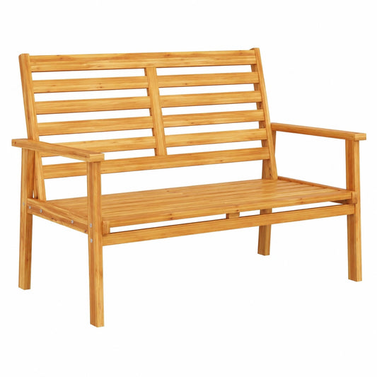 Panca da Giardino in Legno di Acacia con Schienale e Braccioli, 120 cm
