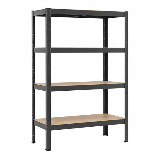 Set di 4 Scaffali Basic 180x90x40 cm, 3500 kg, 20 Ripiani, Struttura Incastro in Metallo Zincato per Officina e Garage, Colore Grigio