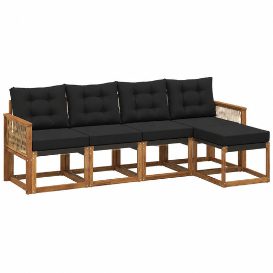 Salotto da Esterno 5 pz in Legno di Acacia e Textilene, Modulabile, Resistente alle Intemperie
