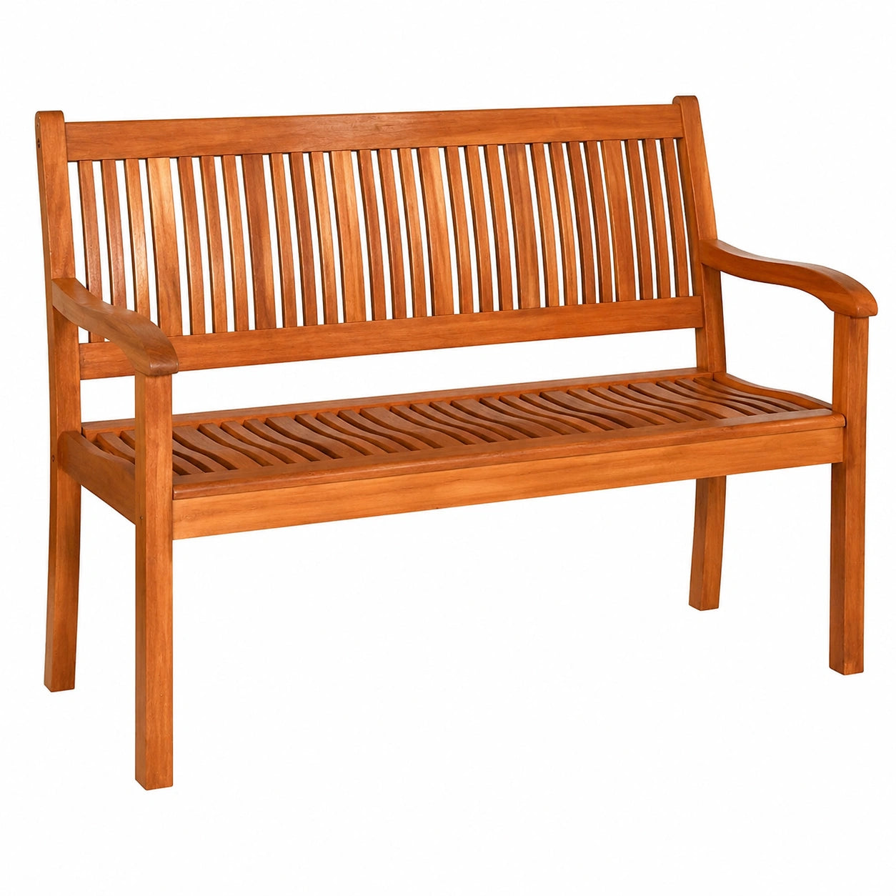 Panchina da Giardino in Legno con Schienale e Braccioli, Portata 320kg, 126x63x91cm