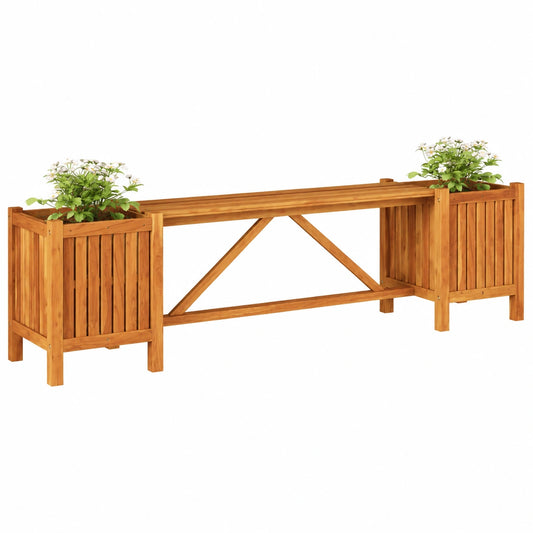 Panchina da giardino in acacia con fioriere laterali, resistente e durevole, 150x30x40 cm