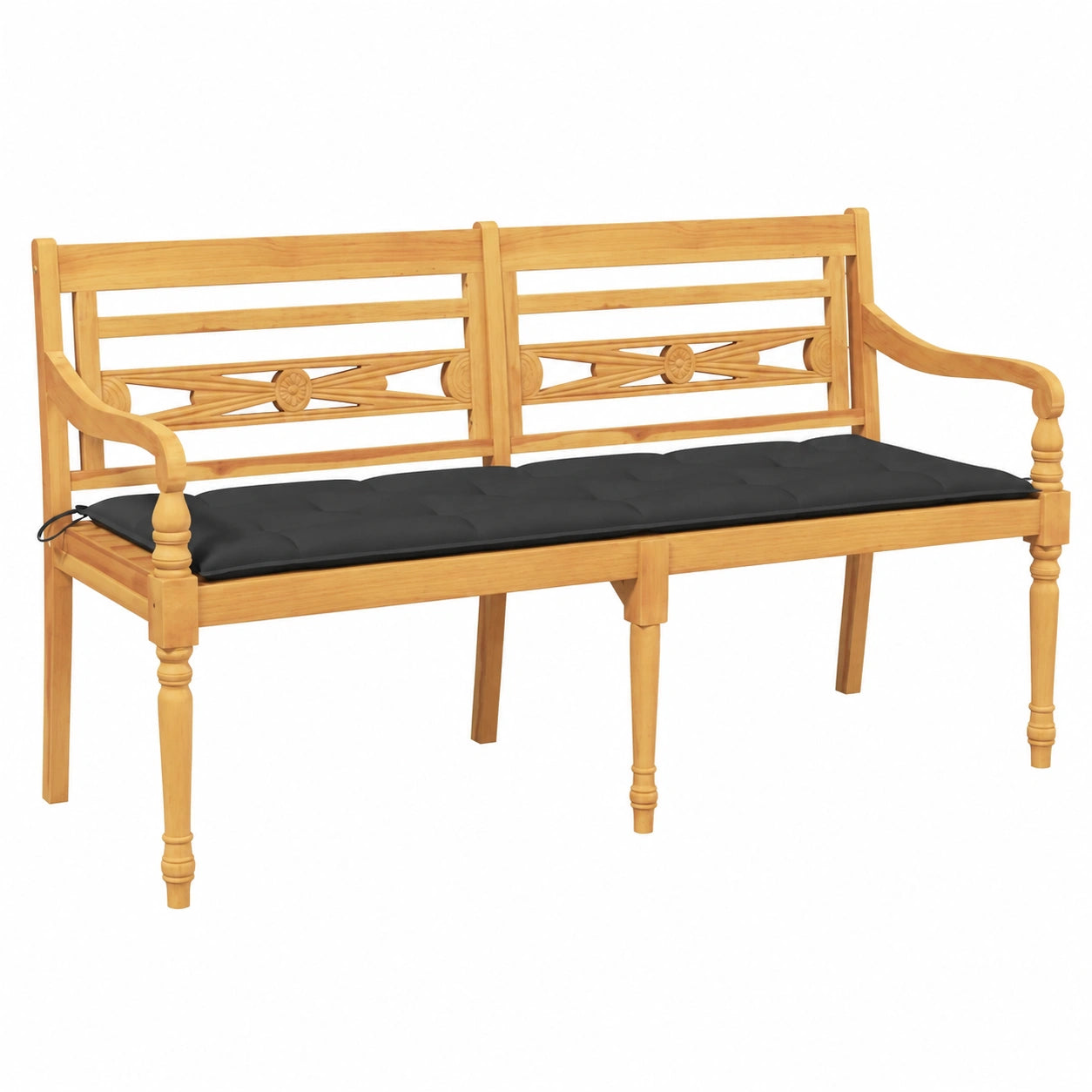 Panca da Giardino in Teak con Cuscino Antracite, 150 cm, Comoda e Elegante