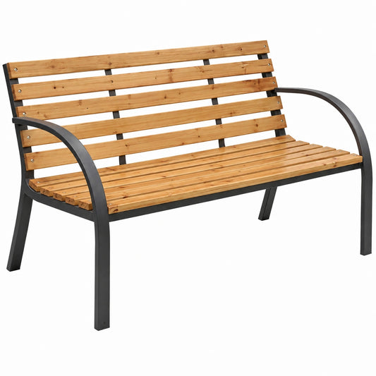 Panchina da Giardino in Legno e Acciaio 120x53x84 cm, 2 Posti, Portata 200 kg